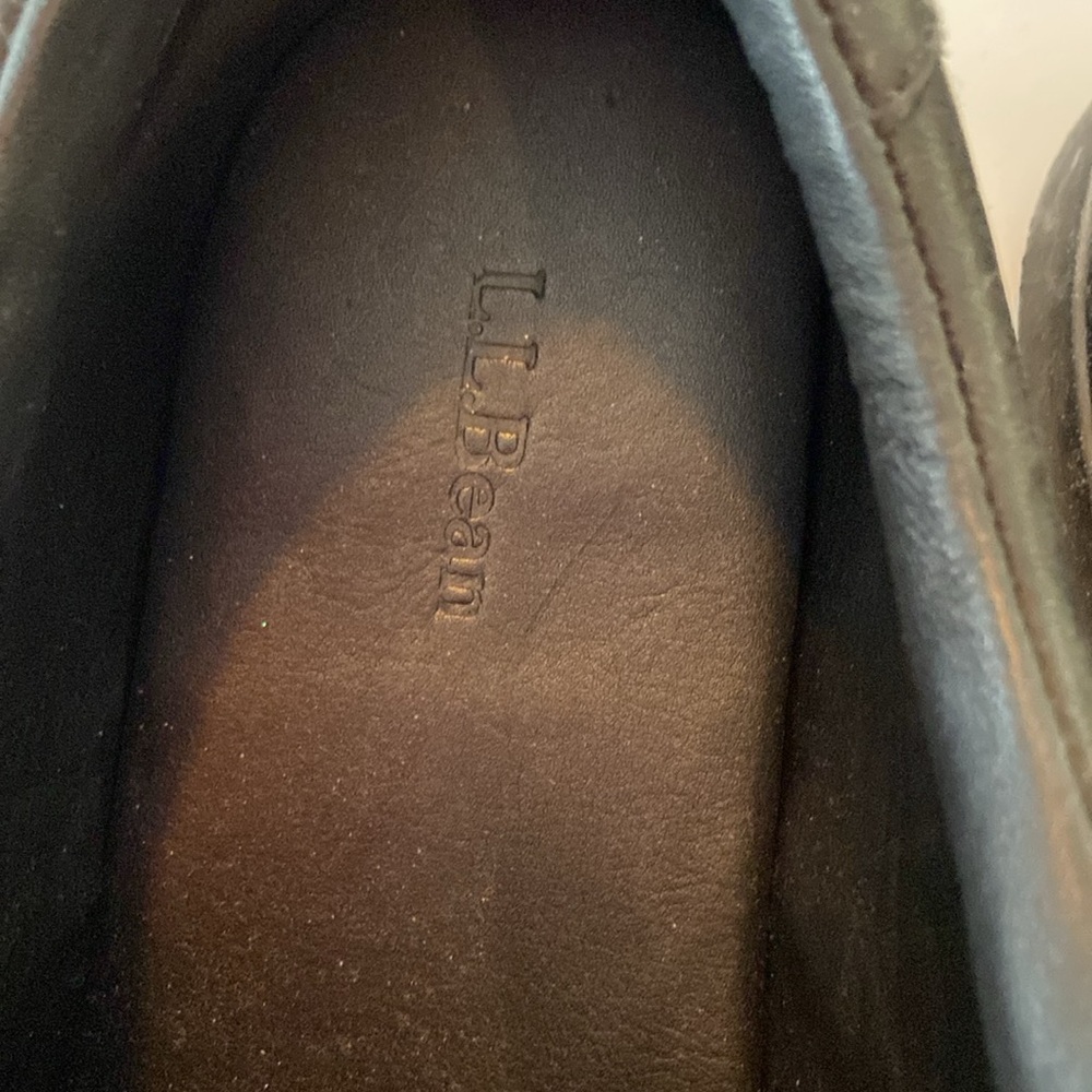 L.L. Bean Black Leather Work Oxfords No Skid Sole Tie Up Laces. Size 14W - Picture 7 of 13